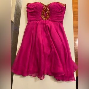 Sherri Hill Short Strapless Pink Dress Size 4
